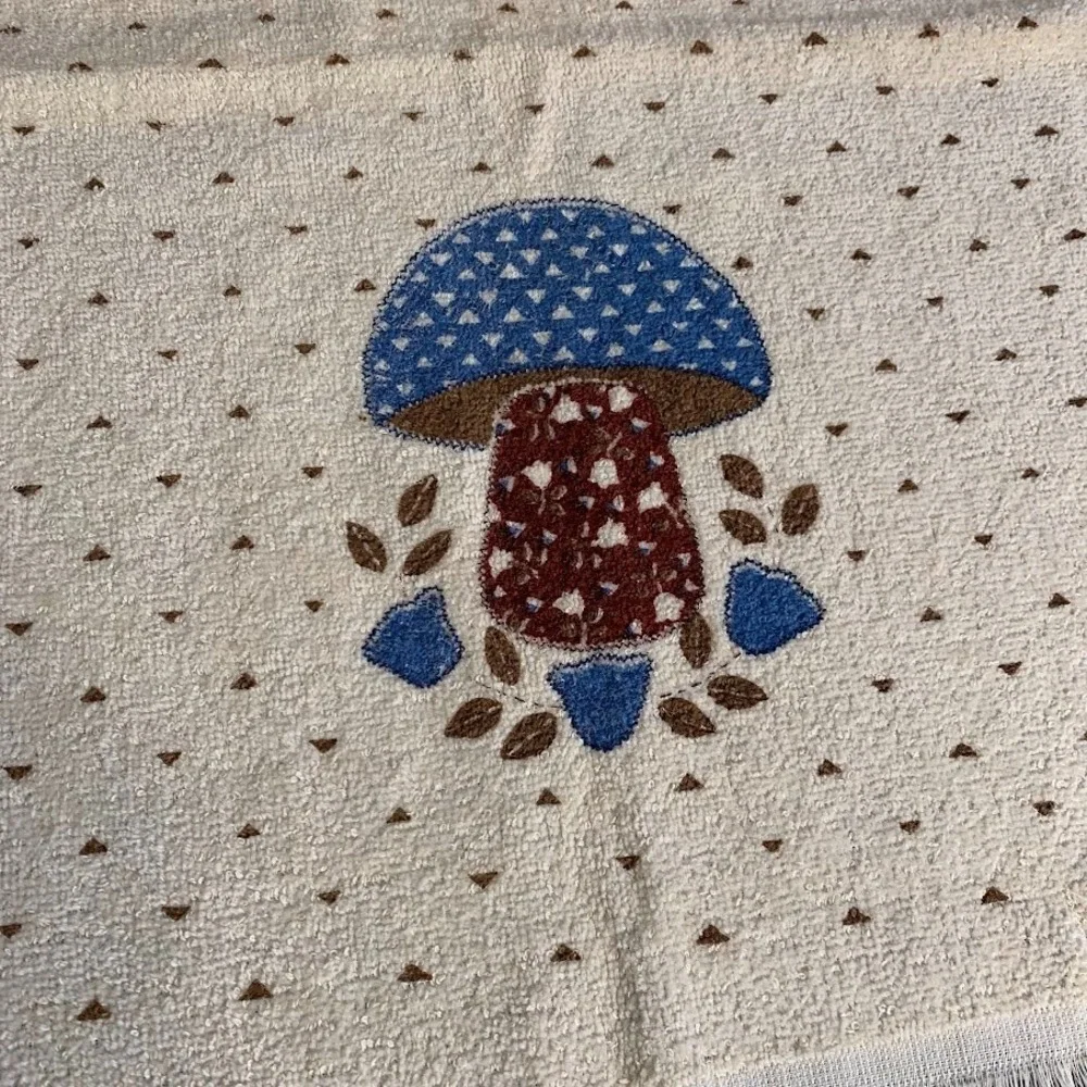 Vtg First Edition‎ by Franco Mushroom Terrycloth Kitchen Hand/Dish Fringed Towel
